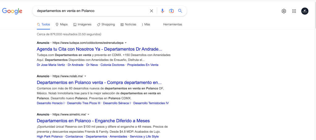 Google ads para Bienes Raíces